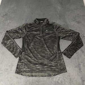 Nike Running Shirt Dri Fit Mens M Long Sleeve Pullover Gray Performance 1/4 Zip